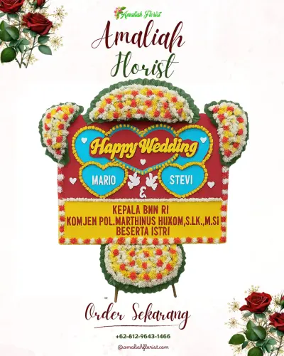 Karangan Papan Bunga Pernikahan di Pabean